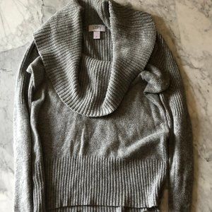 LOFT Heather Grey Knit Cowl Sweater